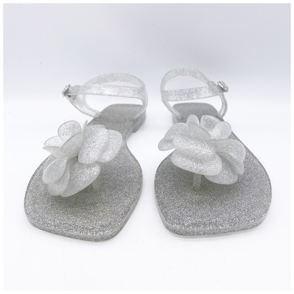 NWB Play by Jeffrey Campbell Fleurisse Clear Glitter Sandals Size 8 - Picture 5 of 12